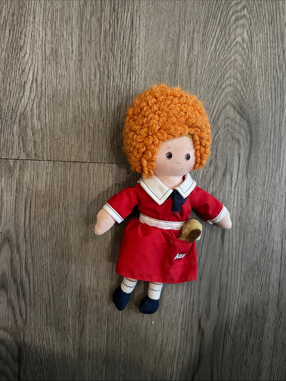 Plush Red Doll with Curly Orange Hair - Soft Kids Toy